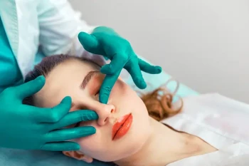 Woman receiving a rhinoplasty nose procedure