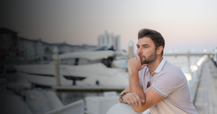 Man who has received rhinoplasty nose procedure
