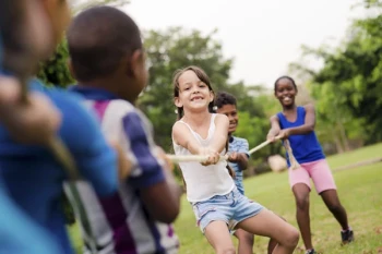 Allergy-free children playing at summer camp