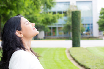 woman nasal breathing