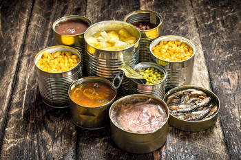 Canned foods that are high in sodium and sugar.