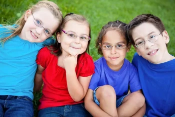 Children wearing glasses.