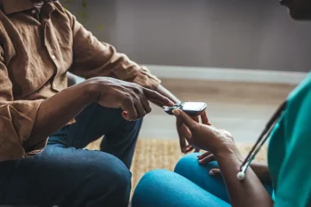Diabetic retina patient checking blood sugar