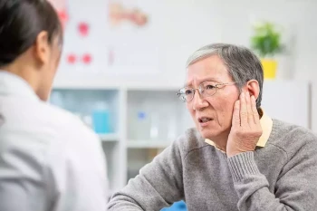 A man with ear pain when swallowing