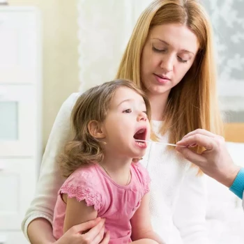 Little girl with tonsillitis