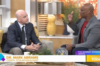 Dr. Mark Abrams discussing migraine blocks on WCNC Charlotte Today