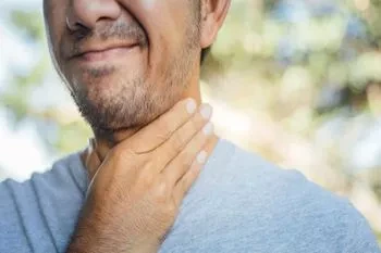 Man hurts to swallow from allergies, sinusitis, GERD, or tonsil infections