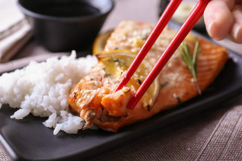 Salmon and rice, good food for sleeping