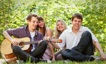 Teenagers singing