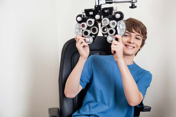 A teenager at an eye exam