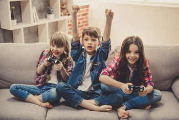 Girls playing video games