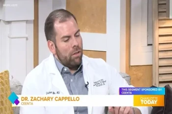 Dr. Zachary Cappello discussing pituitary gland surgery on WCNC's Charlotte Today